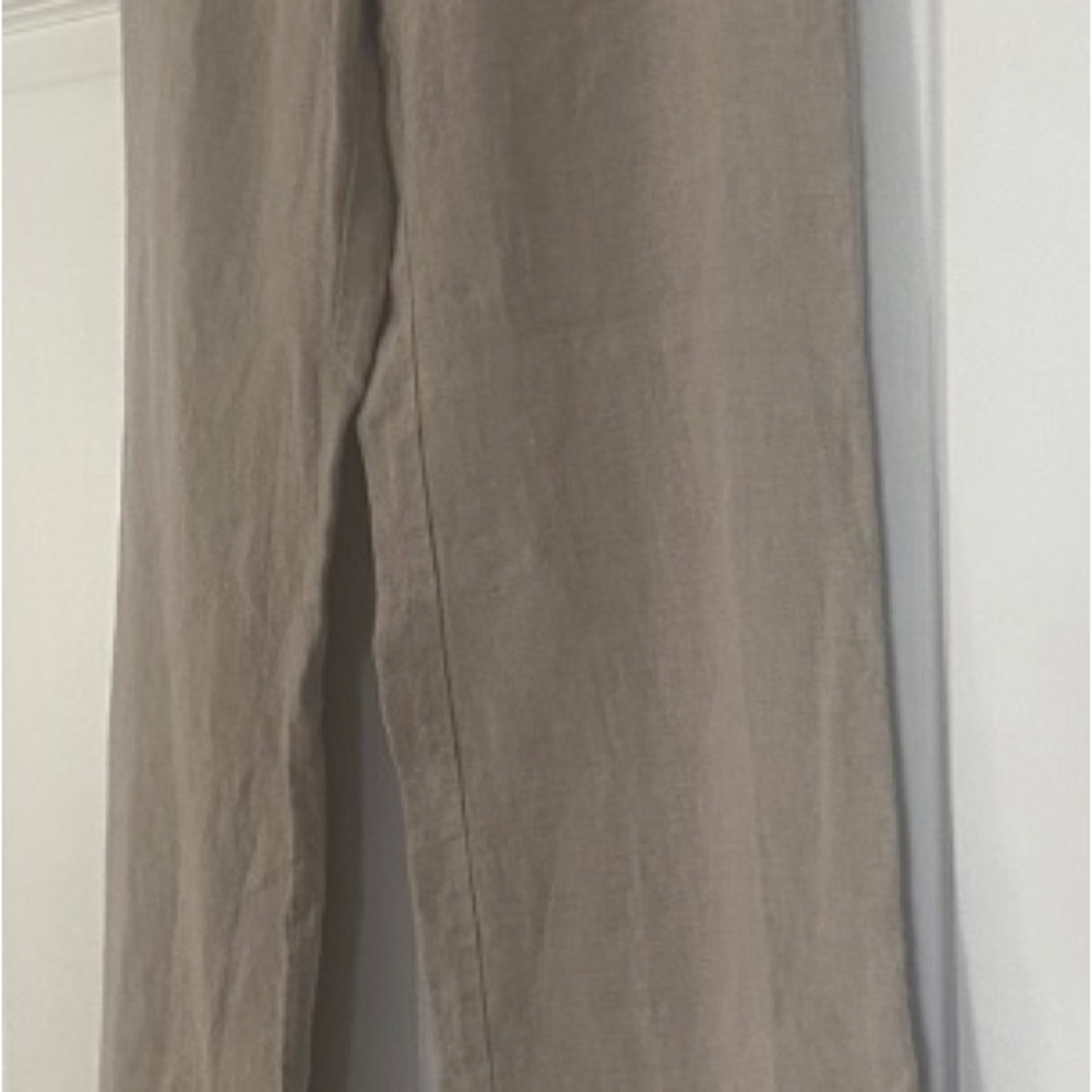 Eileen Fisher Linen Taupe Wide-Leg Pants, Size 6. - Picture 3 of 16